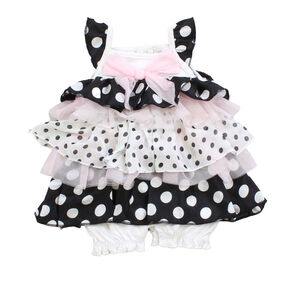 Babyrageous Girls Pink | White | Black | Polk Dots Romper size: 3 Months